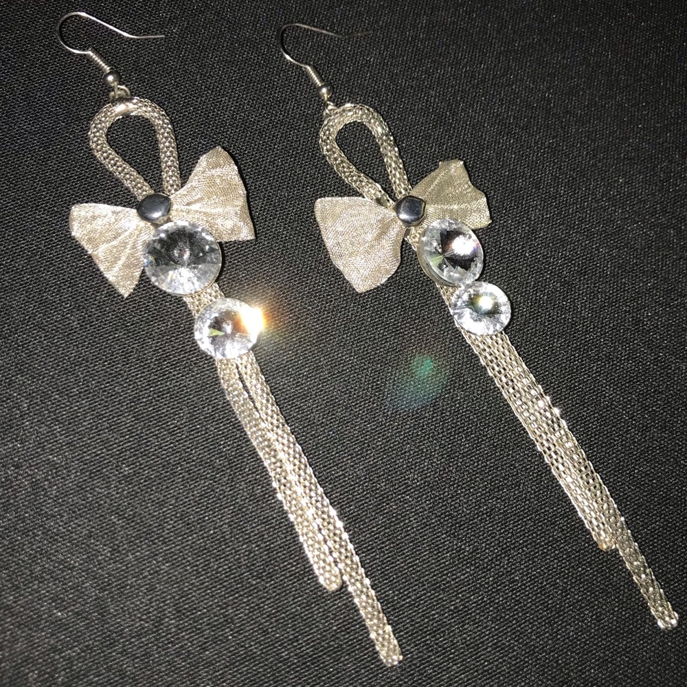 Large Silver Dangling Earrings - Picture 1 of 4